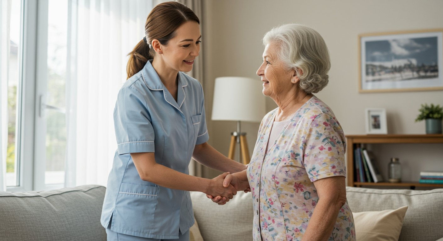 woman assisting an elderly woman